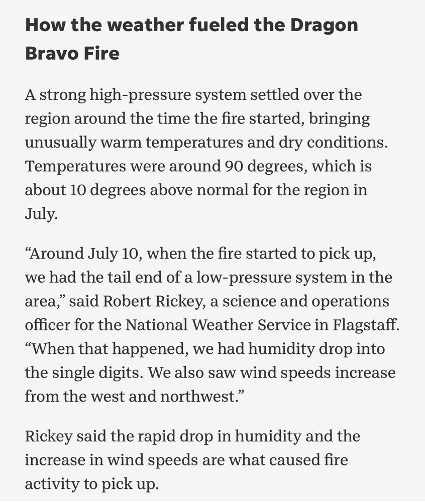Arizona Republic reporting on how weather fueled the Dragon Bravo fire at the Grand Canyon. 