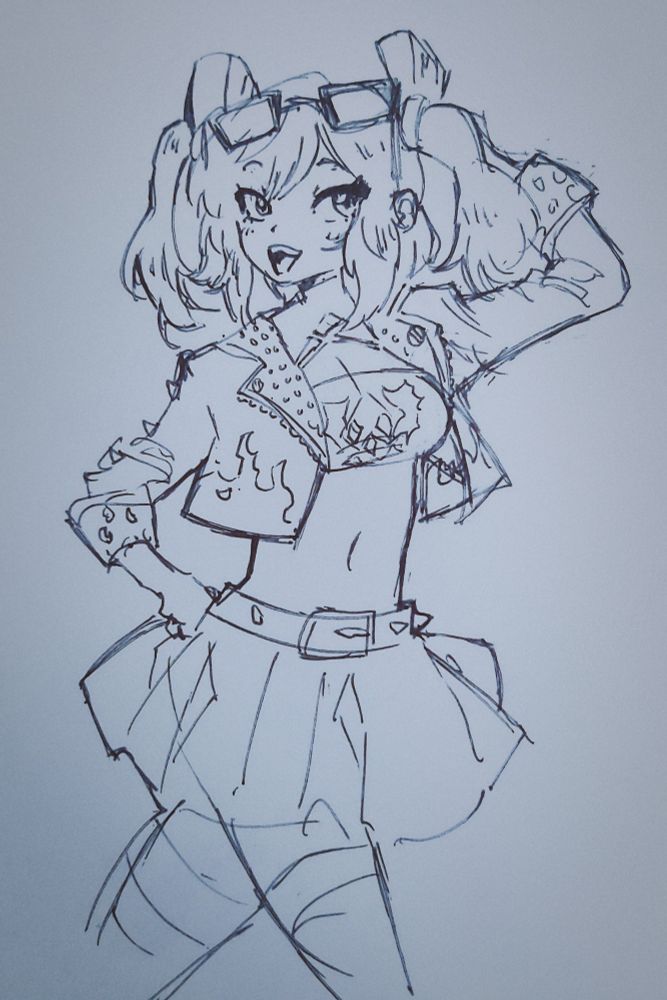 Ink Sketch of Burnice From Zenless Zone Zero