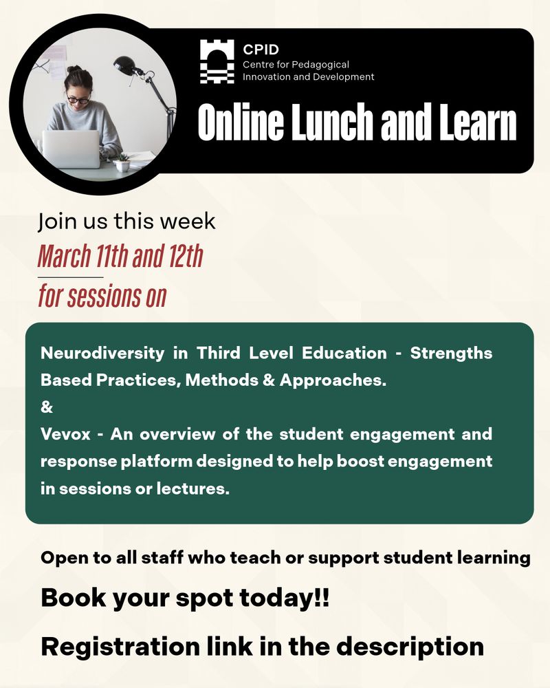 Flyer stating the 2 lunch and learn sessions running this week March 11th and 12th 