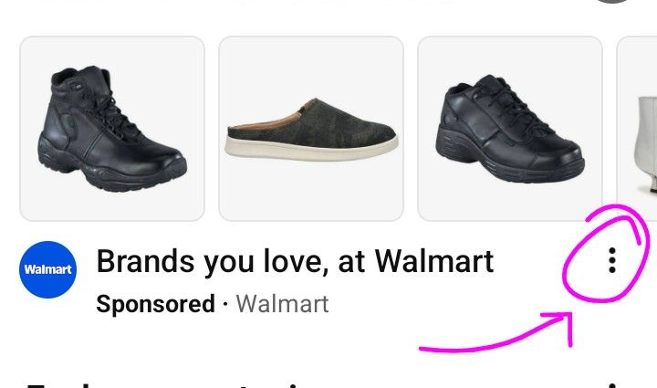 A screenshot of an ad highlighting the three dots menu as described in the post.