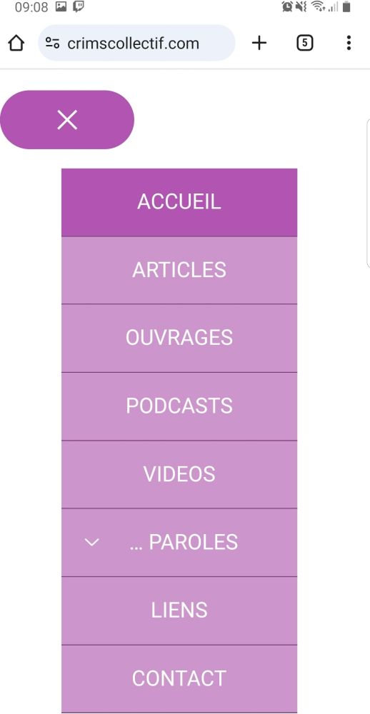 Capture d'écran du site du CRIMS