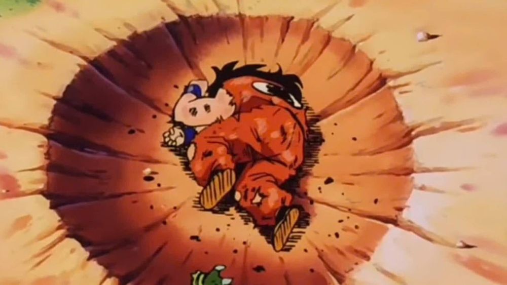 dragonball goku in crater