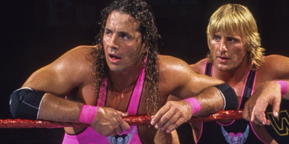 Picture of Calgarian pro wrestlers and brothers Bret and Owen Hart in 1993 or 1994.