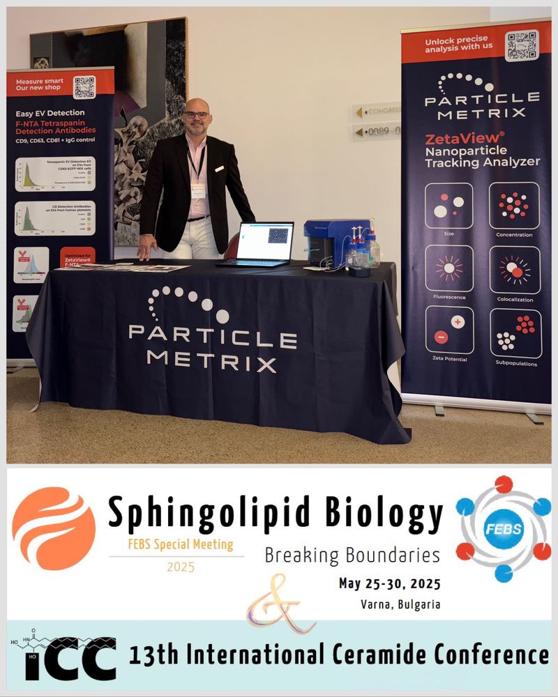 Particle Metrix booth with the ZetaView Evolution at FEBS2025 Special Meeting.