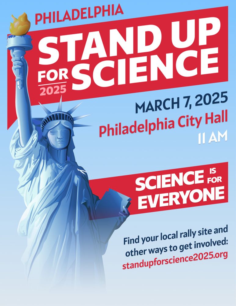 The flier for the Philadelphia Stand Up for Science Rally on March 7, from 11-1, at City Hall. 
