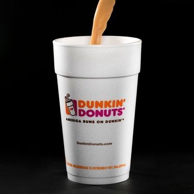 A photo of the dunkin' donuts foam cup