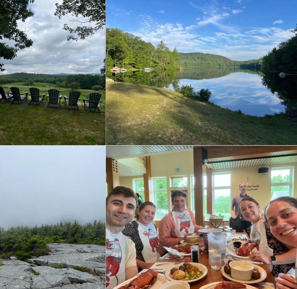 College of New Hampshire views and people eating lobster