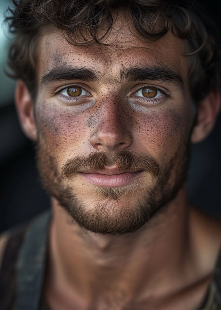 A soot-smeared steam train driver 