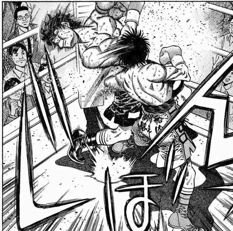 Ippo hits Karasawa in the liver