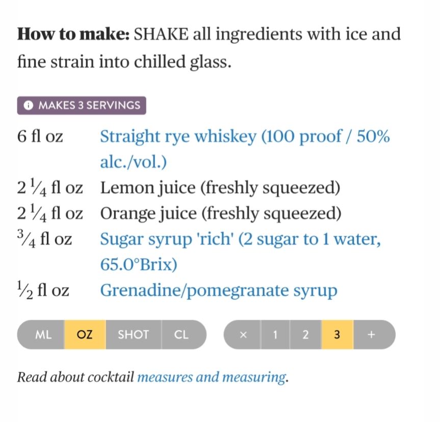 Recipe for the Ward Eight cocktail
