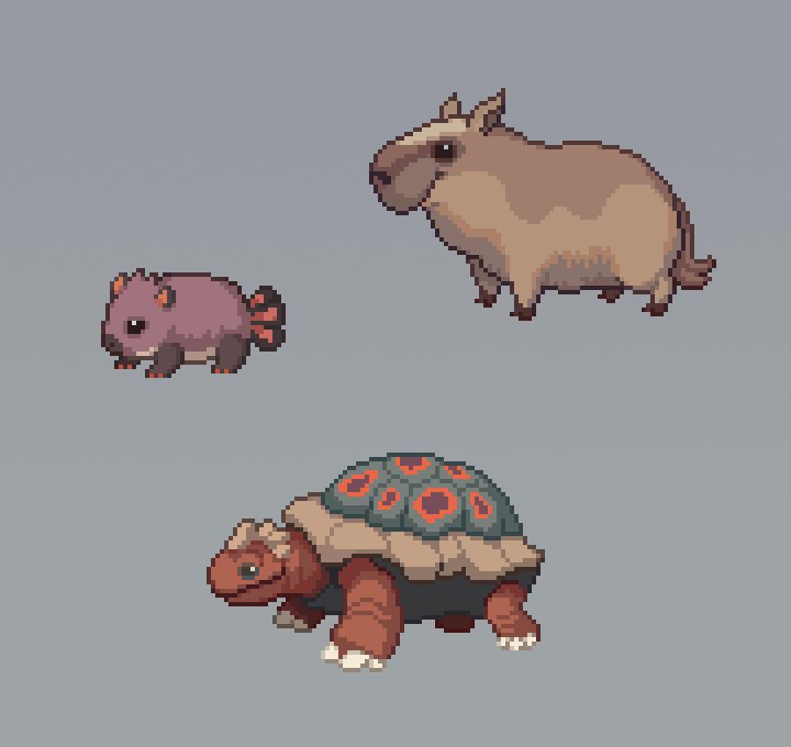 Pixel art sprites of some wildlife creatures for the 2D indie RPG Moonfell.