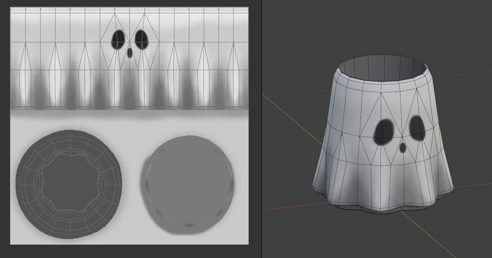 3d model and texture of a plant pot looking like a ghost