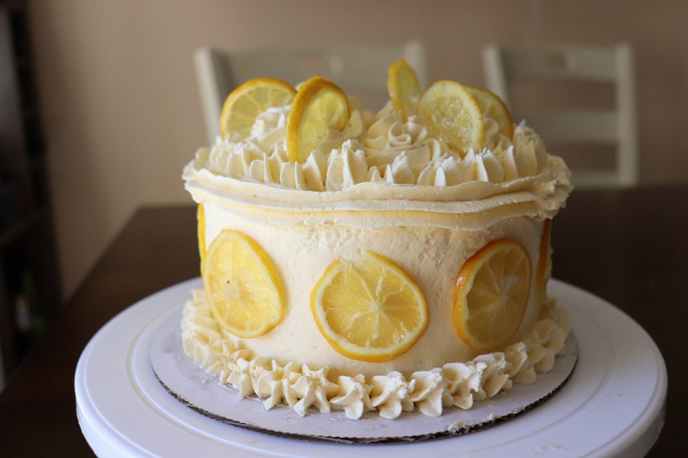 another shot of the lemon cake with candied lemons
