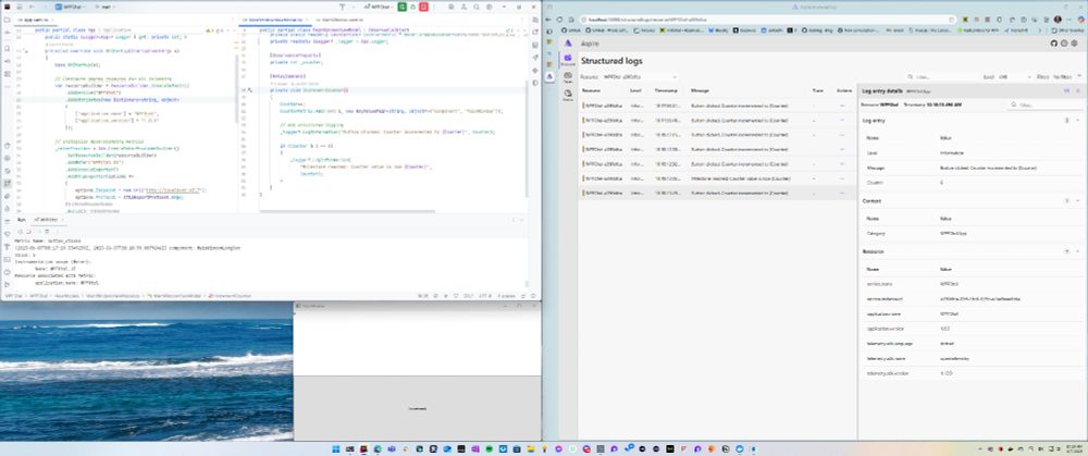 .NET 9 WPF application posting data to .NET Aspire standalone dashboard