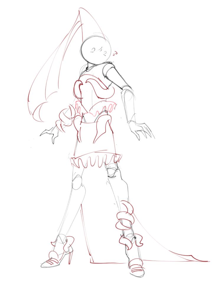 PM wearing an outfit based on the eldritch princess doll Rose prototyped.
