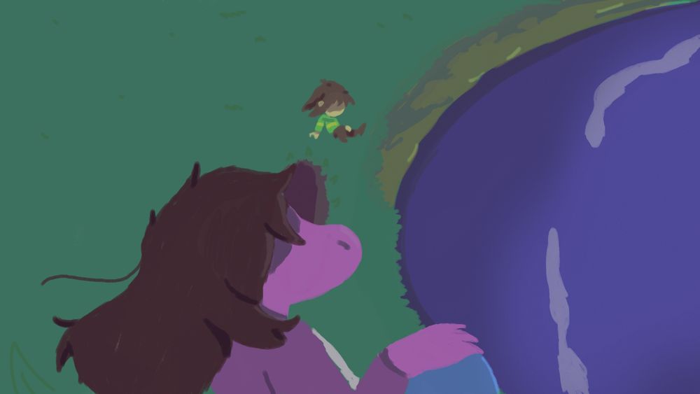 Kris and Susie sitting by the lake late at night