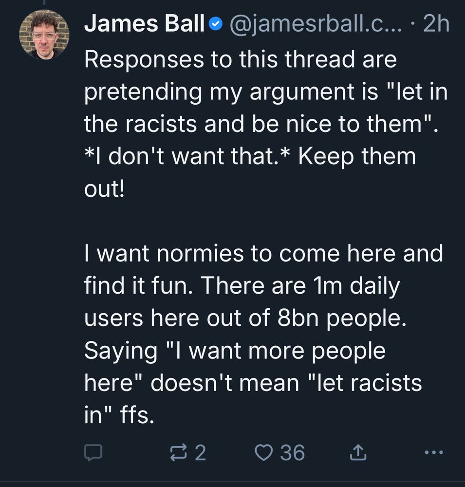 James Ball • @jamesrball.com • 2h Responses to this thread are pretending my argument is 