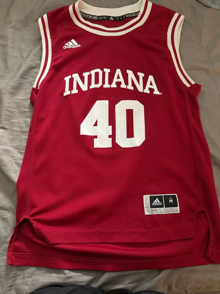 Red adidas Indiana University basketball jersey with #40 in white