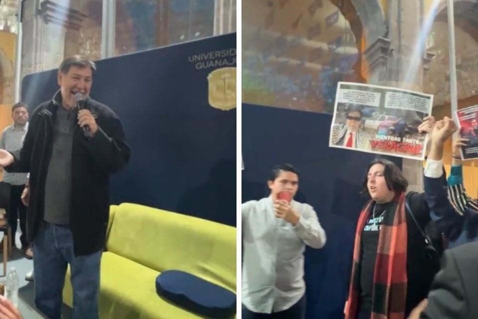 Confrontan estudiantes a Noroña en Universidad de Guanajuato