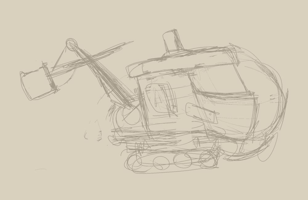 A sketchy side view I did to try and draft how this guy oughta look