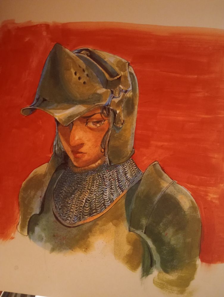 A close up of the knight lady 