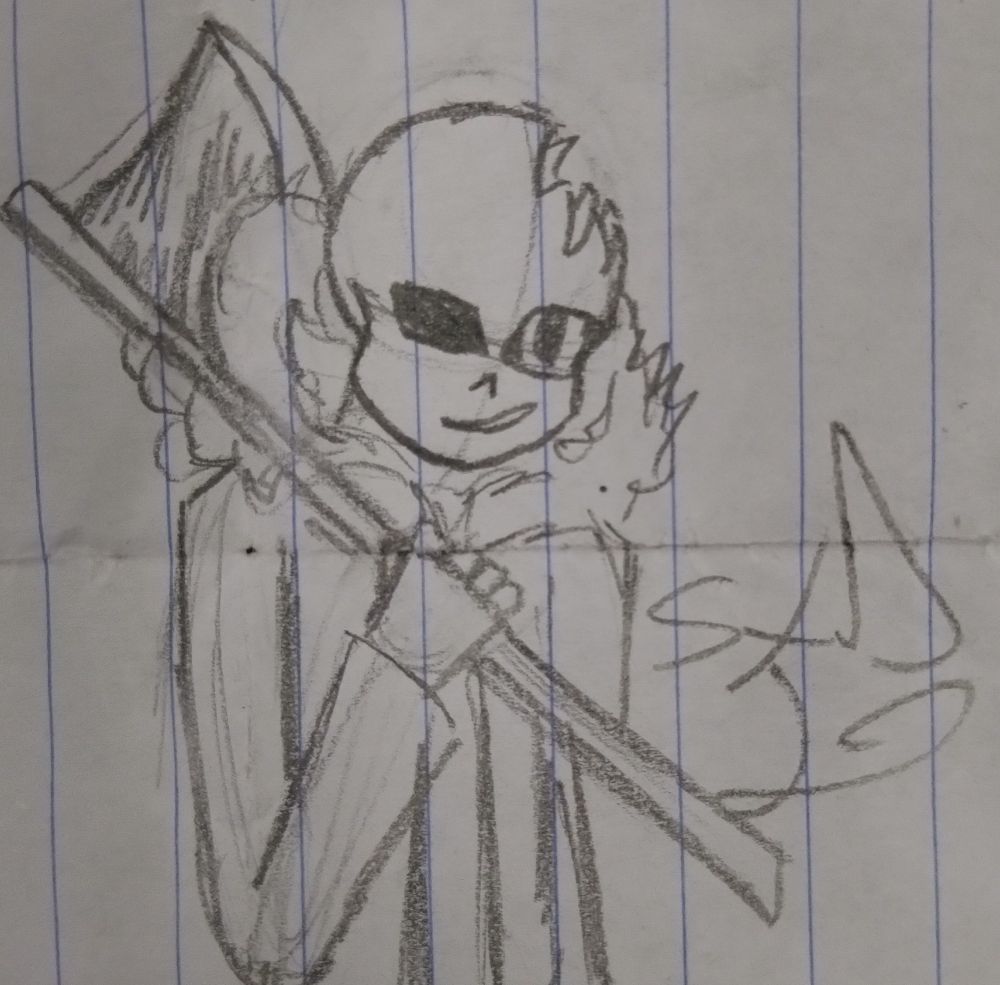 Horror holding an axe, smiling with kind eyes

Horror belongs to Rahafwabas