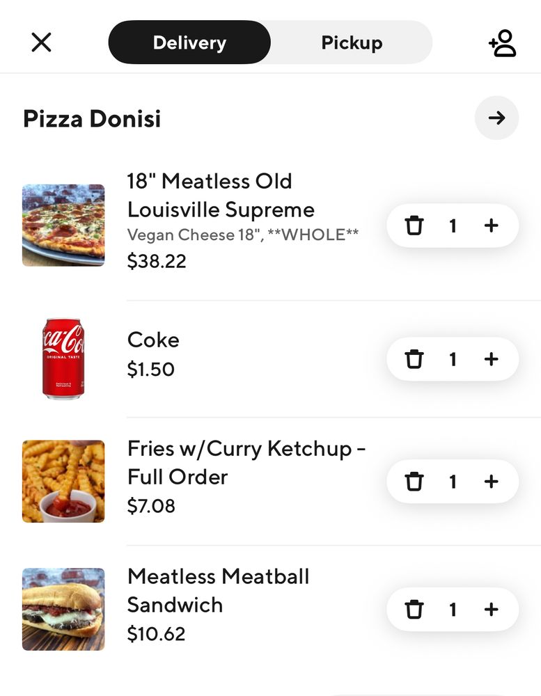 My vegan pizza and sammich order