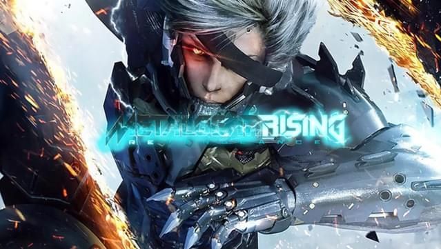 Metal Gear Rising: Revengeance game cover featuring Raiden slashing through a machine to reveal himself to the camera.