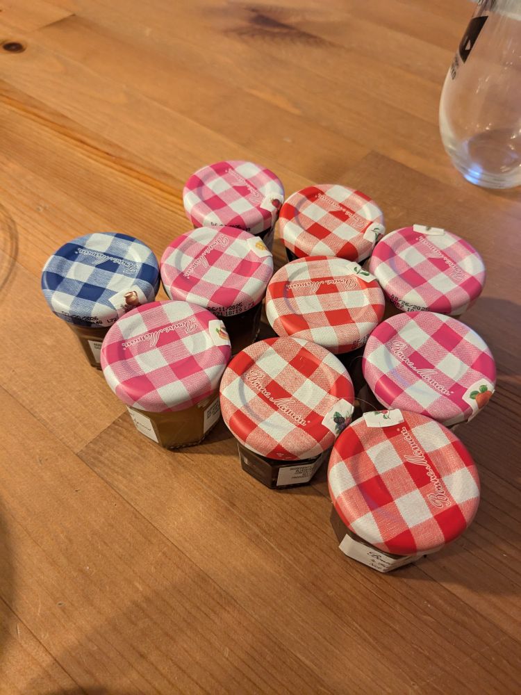 Ten mini jam jars