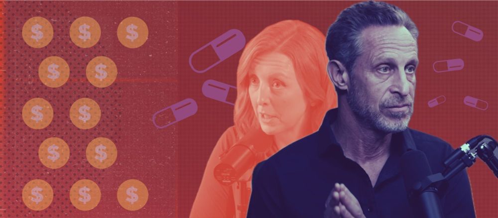 Banner image showing Hyman and Means, pills and dollar signs.