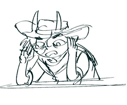 Drawing of Gill looking distraught after witnessing his party rob large kegs of alcohol from a bar without getting caught
