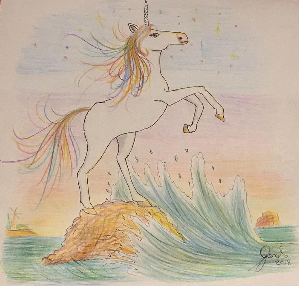 Unicorn traditional artwork 