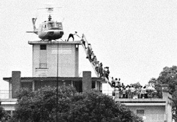 US officials evacuating people from Saigon after "winning" the war.