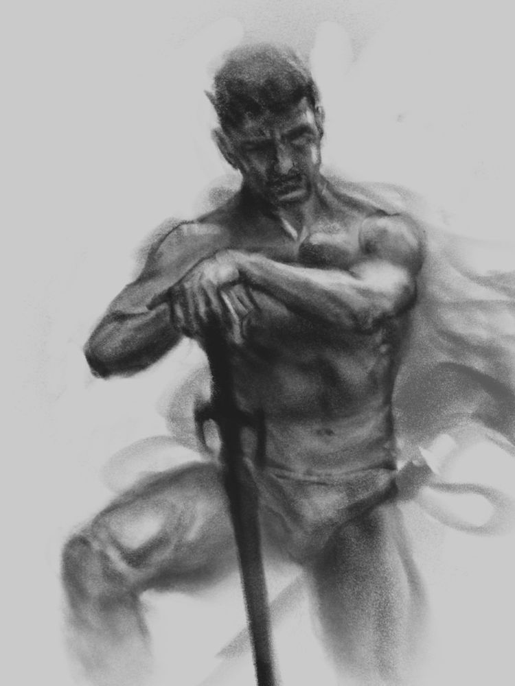 warrior charcoal drawing 