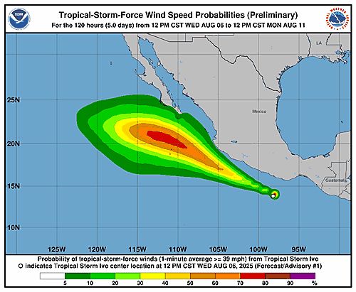 Tropical Storm Ivo 34-Knot Wind Speed Probabilities