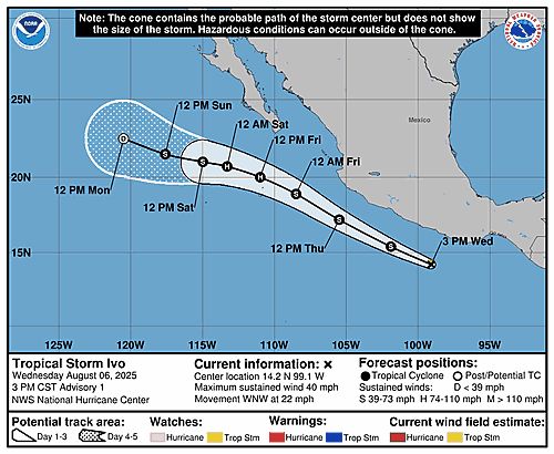 Tropical Storm Ivo 5-Day Uncertainty Track Image