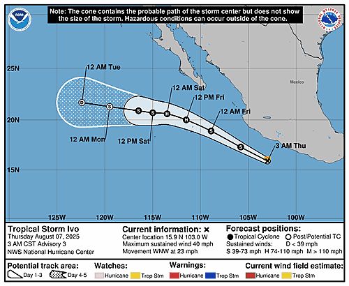 Tropical Storm Ivo 5-Day Uncertainty Track Image