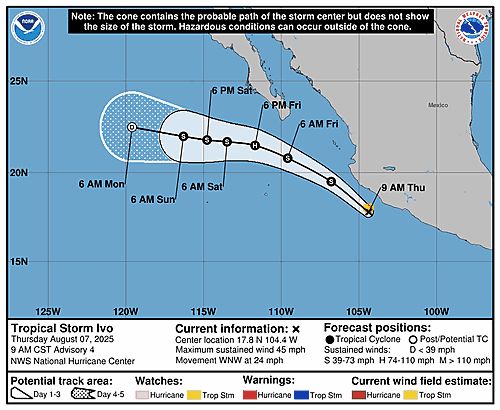 Tropical Storm Ivo 5-Day Uncertainty Track Image