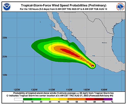 Tropical Storm Ivo 34-Knot Wind Speed Probabilities
