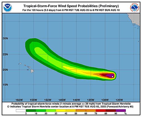 Tropical Storm Henriette 34-Knot Wind Speed Probabilities