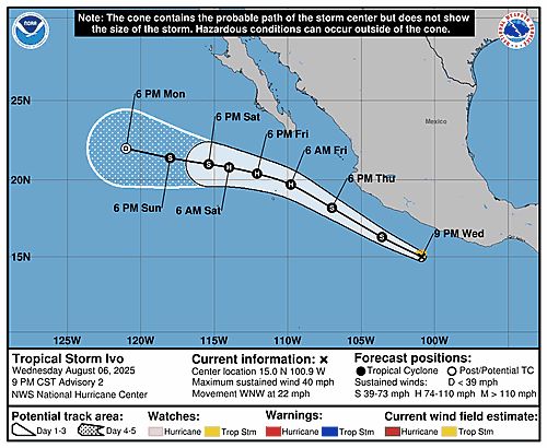 Tropical Storm Ivo 5-Day Uncertainty Track Image