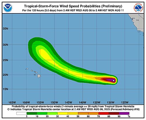 Tropical Storm Henriette 34-Knot Wind Speed Probabilities