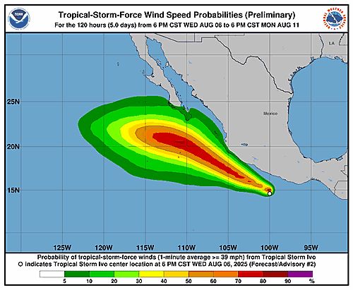 Tropical Storm Ivo 34-Knot Wind Speed Probabilities