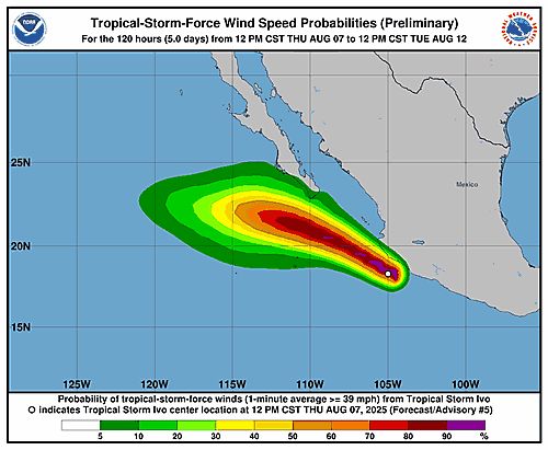 Tropical Storm Ivo 34-Knot Wind Speed Probabilities