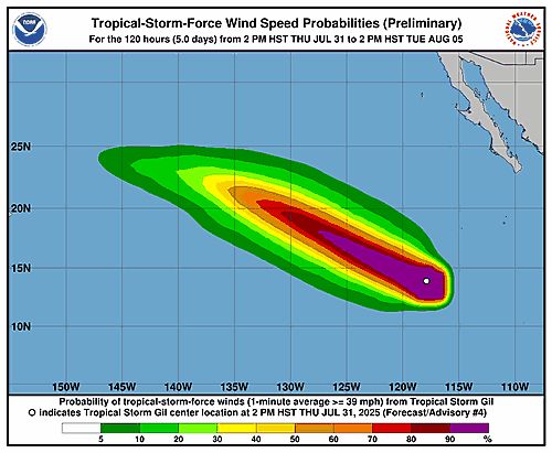 Tropical Storm Gil 34-Knot Wind Speed Probabilities