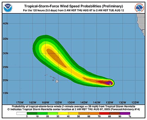 Tropical Storm Henriette 34-Knot Wind Speed Probabilities