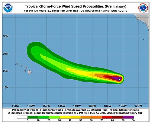 Tropical Storm Henriette 34-Knot Wind Speed Probabilities