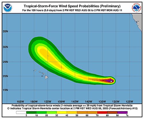 Tropical Storm Henriette 34-Knot Wind Speed Probabilities
