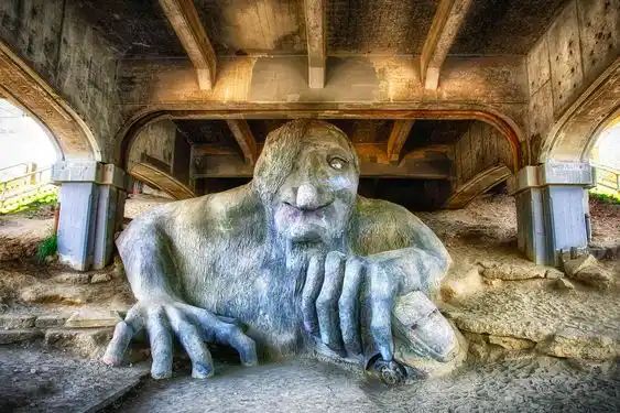 Picture of the Fremont Troll in Seattle. 

https://en.wikipedia.org/wiki/Fremont_Troll