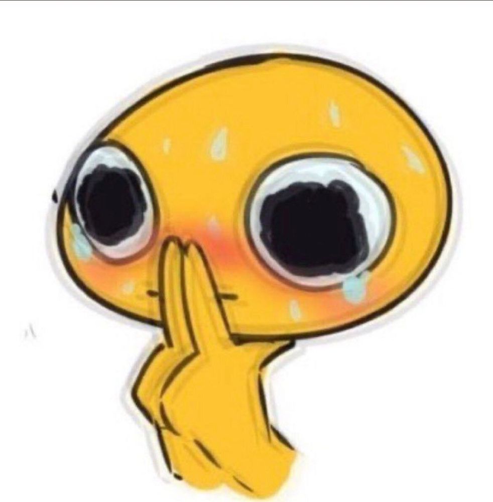 an emoji drawing sweating profusely with fingers clasped in front of blushing face 